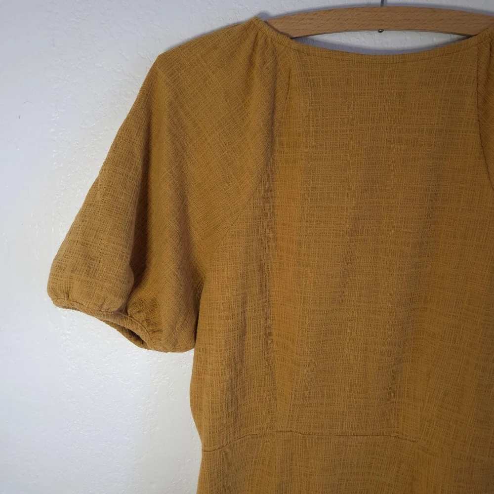 Madewell Texture & Thread Yellow Puff Sleeves Summer Midi Dress WomensSize Small - Picture 7 of 16